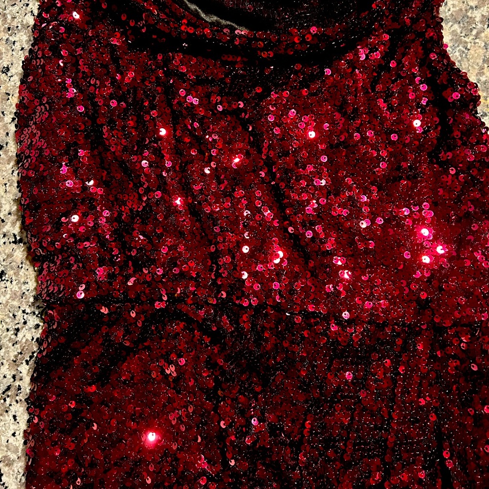Aidan Mattox red sequin party dress
